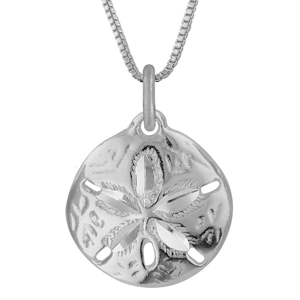Sterling Silver Sand Dollar Charm Pendant Necklace, 18