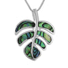 Sterling Silver Abalone Shell Monstera Pendant Necklace, 16+2
