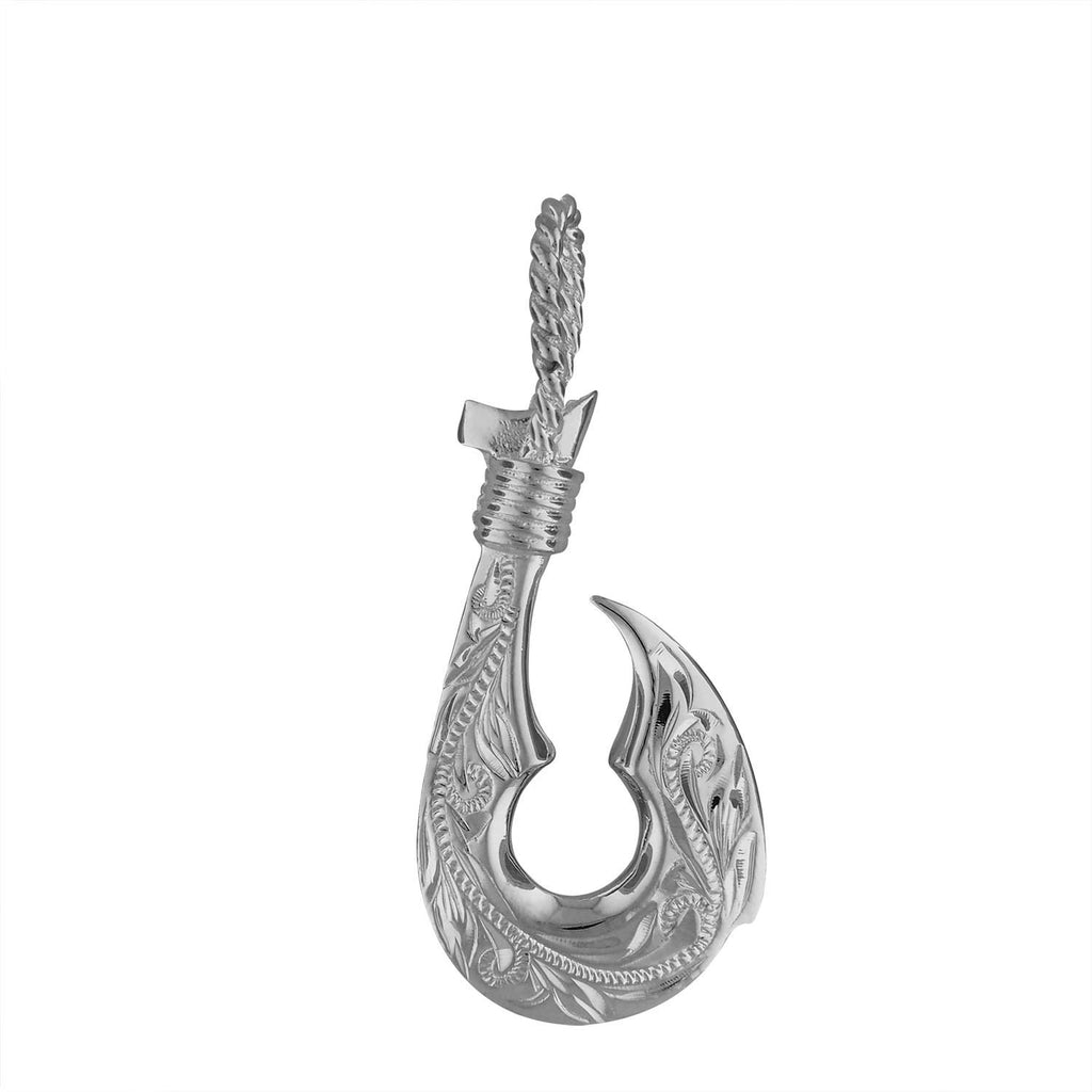 Sterling Silver Hand Engraved Reversible Hawaiian Fish Hook Pendant – Hawaiian  Silver Jewelry