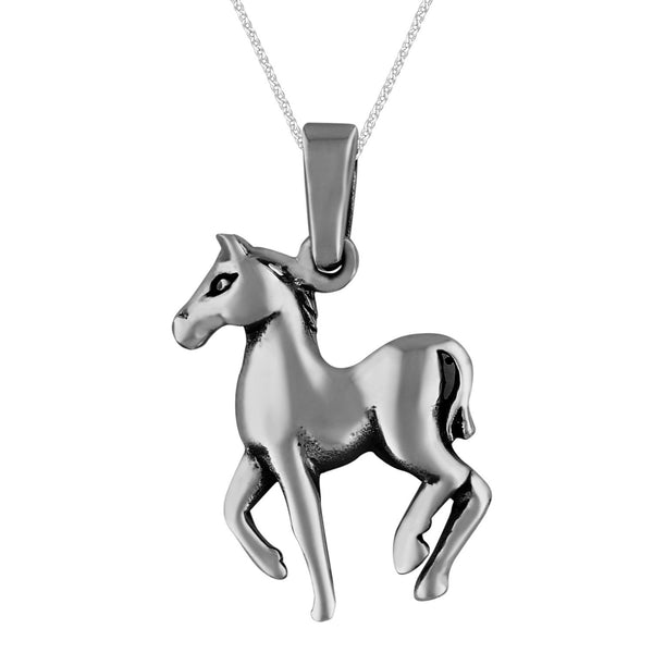 Sterling Silver Small Horse Pendant Necklace, 18