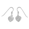 Sterling Silver Engraved Heart Dangle Earrings