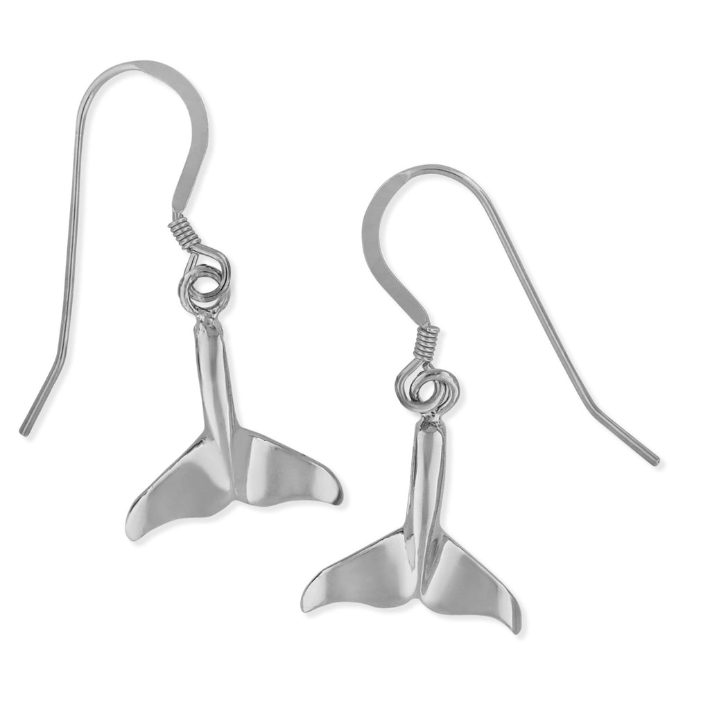 Sterling Silver Whale Tail Dangling Earrings