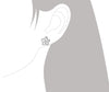 Rhodium Plated Sterling Silver Open Plumeria Stud Earrings