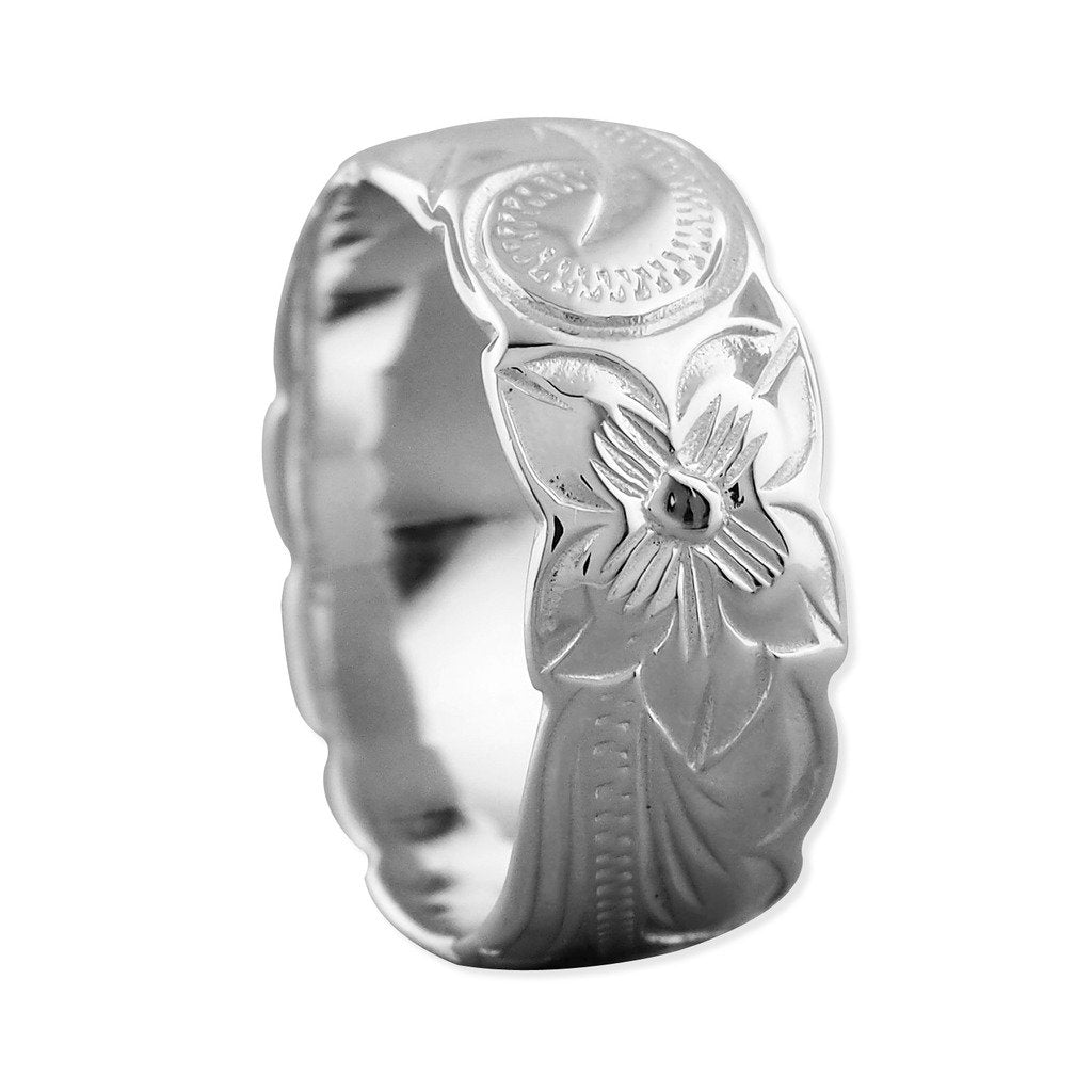 Sterling Silver Hawaiian Wedding Band Ring 7.5mm – Hawaiian