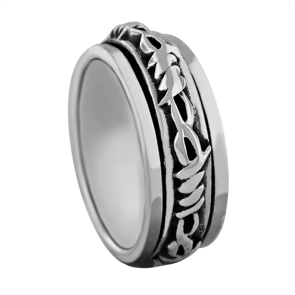 Sterling Silver Barbwire Spinner Ring