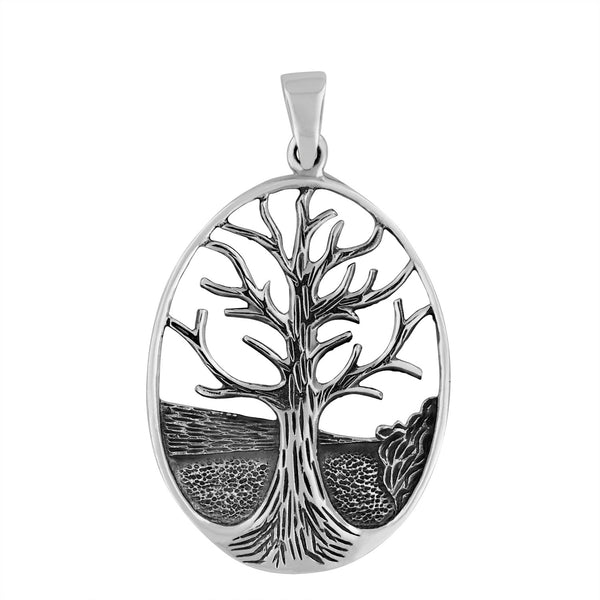 Sterling Silver Oval Tree of Life Pendant