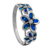 Sterling Silver Synthetic Opal Three Plumeria Ring Size 10