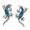 Sterling Silver Synthetic Blue Opal Lizard Stud Earrings