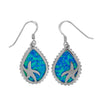 Sterling Silver Synthetic Blue Opal Teardrop Starfish Dangle Earrings