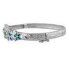 Sterling Silver Synthetic Blue Opal Five Plumeria Maile Bangle 7.5 Inch