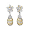 Sterling Silver Plumeria and Pineapple Dangle Earrings