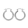 Sterling Silver 7/8 Inch Engraved Hoop Earrings