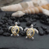 Sterling Silver Petroglyph Turtle Plumeria Stud Earrings