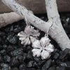 Sterling Silver 5/8 Inch Hibiscus Dangle Earrings