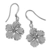 Sterling Silver 5/8 Inch Hibiscus Dangle Earrings