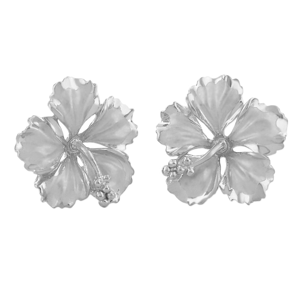 Sterling silver hibiscus stud earrings Sterling silver hibiscus stud earrings