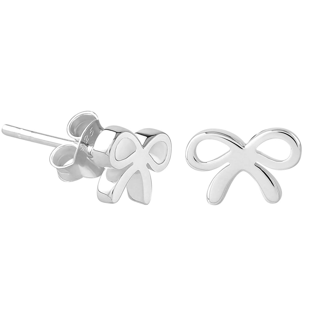 Sterling Silver XS Tiny Ribbon Stud Earrings