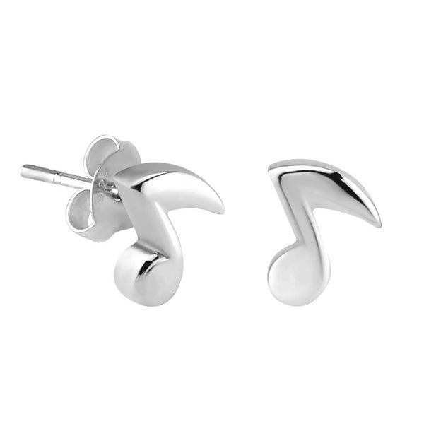 Sterling Silver XS Tiny Musical Note Eighth Note Stud Earrings