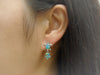 Sterling Silver Synthetic Blue Opal Turtle and Plumeria Dangle Earrings