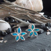 Sterling Silver Synthetic Blue Opal Plumeria Starfish Stud Earrings
