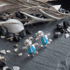 Sterling Silver Synthetic Blue Opal Turtle Stud Earrings