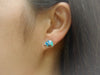 Sterling Silver Synthetic Blue Opal Bear Stud Earrings