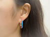 Sterling Silver Synthetic Blue Opal Hoop Earrings 1 Inch