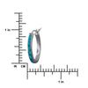 Sterling Silver Synthetic Blue Opal Hoop Earrings 1 Inch