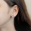 Sterling Silver Synthetic Blue Opal Open Plumeria Stud Earrings