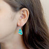 Sterling Silver Synthetic Blue Opal Triangle Turtle Dangle Earrings