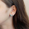 Sterling Silver Synthetic Blue Opal Open Heart Stud Earrings