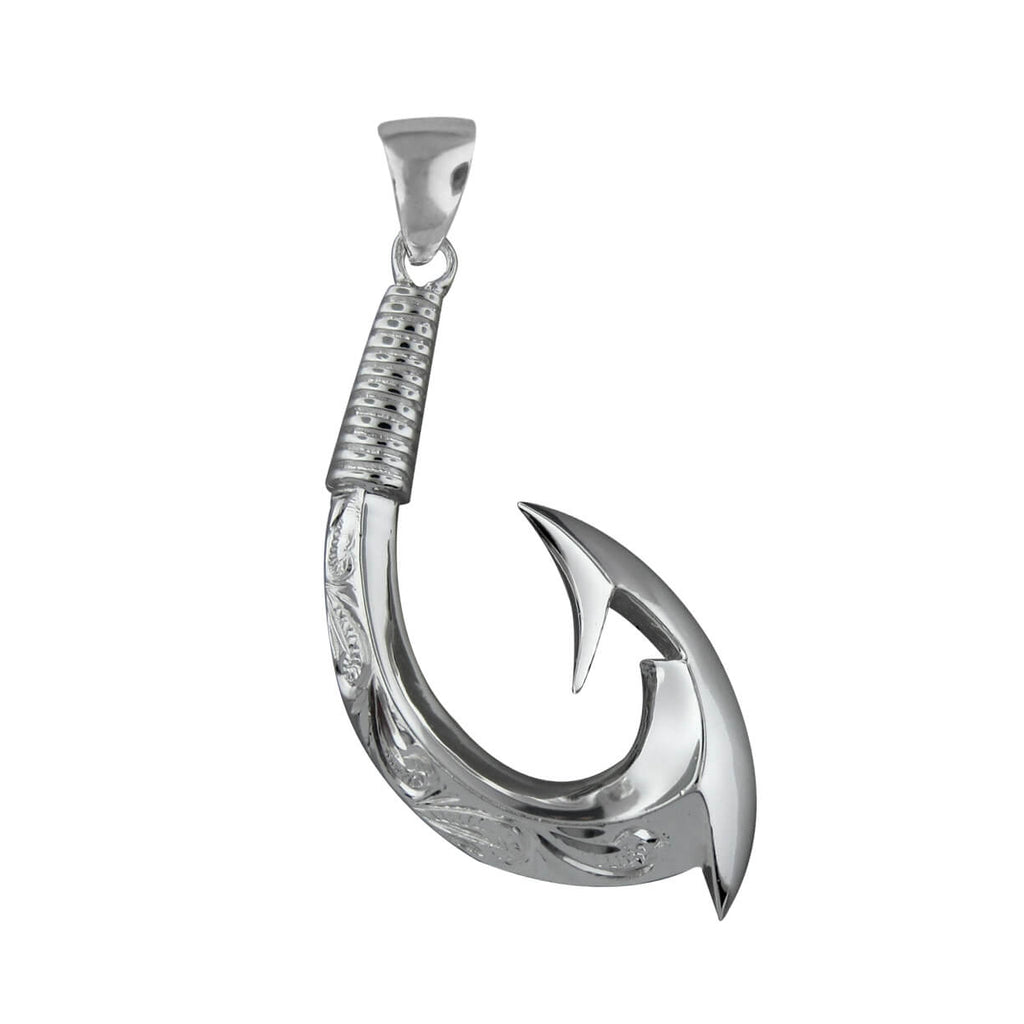 Sterling Silver Hand Engraved Hawaiian Fish Hook Pendant – Hawaiian Silver  Jewelry