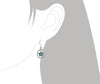 Sterling Silver Synthetic Blue Opal Teardrop Plumeria Dangle Earrings