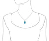 Sterling Silver Synthetic Blue Opal Oval Pendant