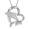 Sterling Silver w/ Yellow Gold Plated Accents Dolphin in Heart Pendant Necklace, 16+2