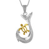Sterling Silver Turtle Fish Hook Pendant Necklace, 16+2