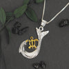 Sterling Silver Turtle Fish Hook Pendant Necklace, 16+2