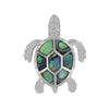 Sterling Silver Abalone Shell Turtle Pendant 1Inch Wide