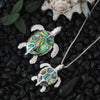 Sterling Silver Abalone Shell Turtle Pendant 1Inch Wide