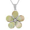 Sterling Silver with Mother of Pearl Plumeria Pendant Necklace, 16+2