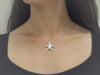 Sterling Silver 1 Inch Engraved Starfish Pendant Necklace, 16+2