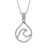 Sterling Silver Water Drop Wave Pendant Necklace, 16+2