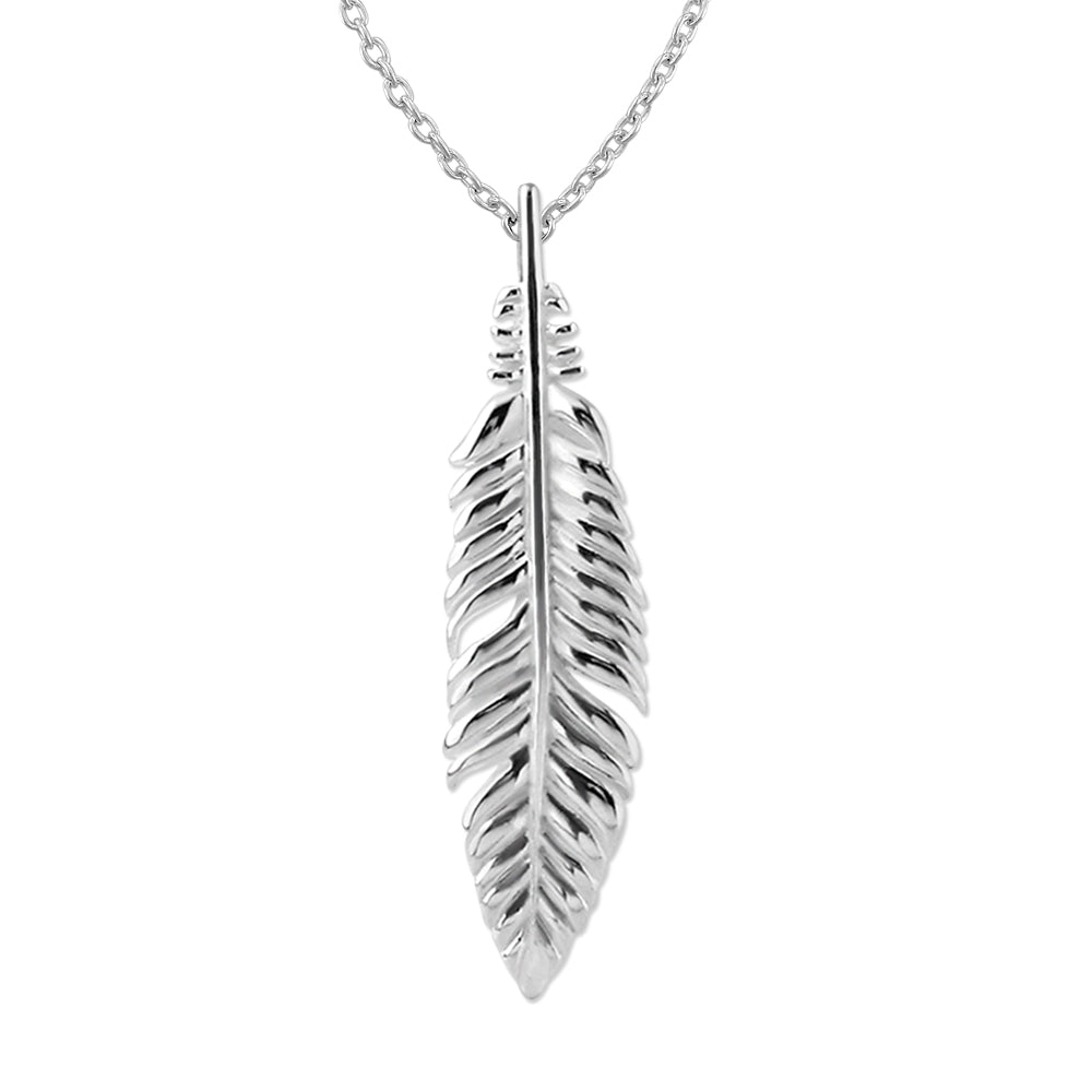 Sterling Silver Small Feather Pendant Necklace, 18