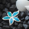 Sterling Silver Synthetic Blue Opal Starfish/Plumeria Pendant Necklace, 16+2