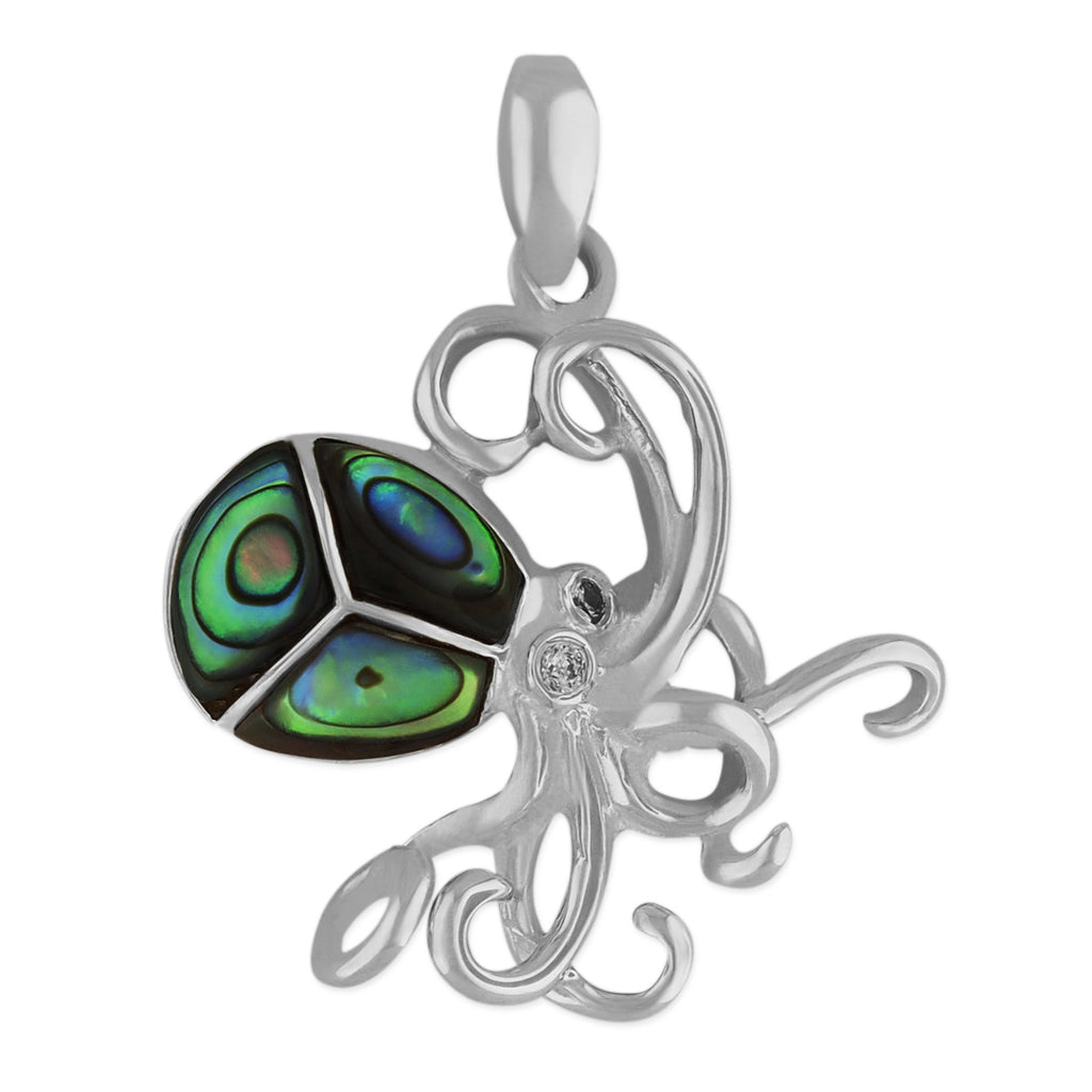 Sterling Silver Abalone Shell Octopus Pendant