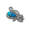 Sterling Silver Synthetic Blue Opal Octopus Pendant Necklace, 16+2