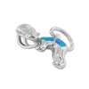 Sterling Silver Synthetic Blue Opal Monkey Pendant Necklace, 16+2