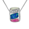 Sterling Silver Synthetic Opal Bead Barrel Pendant Necklace, 16+2