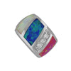 Sterling Silver Synthetic Opal Bead Barrel Charm/Pendant