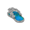 Sterling Silver Synthetic Blue Opal Plumeria Flip Flop Pendant Necklace, 16+2